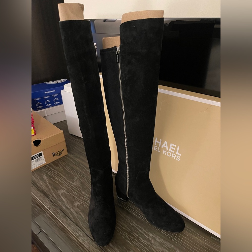 Michael Kors Over the Knee Black Suede Boots